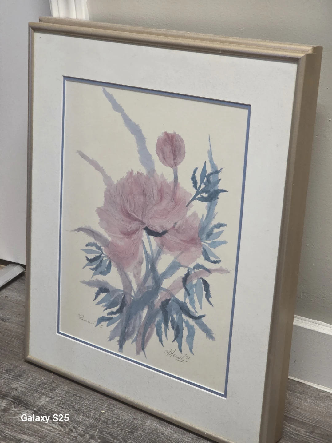 Framed Watercolor Floral Painting by S. Howell '91