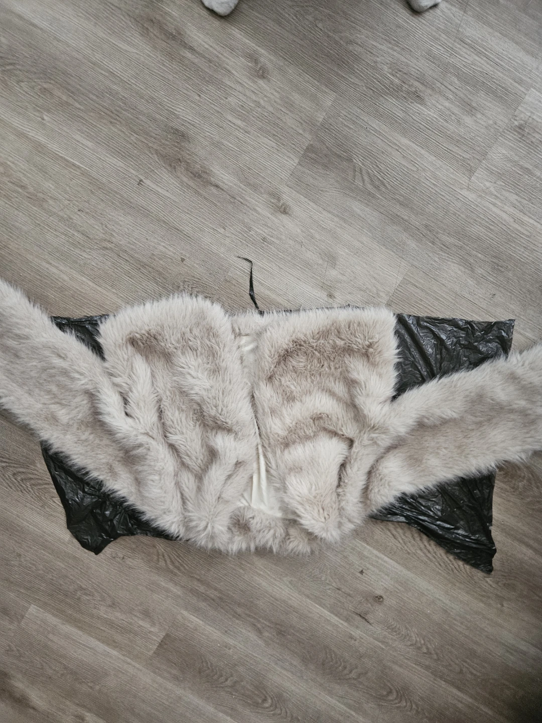 SHEIN Faux Fur Cropped Jacket - Cream, Size L