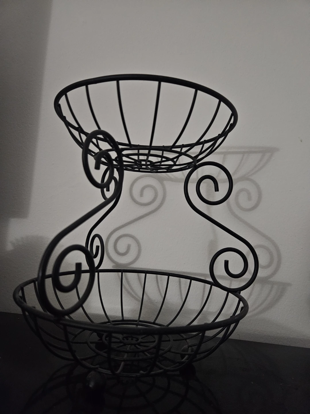 Black Metal 2-Tier Fruit Basket