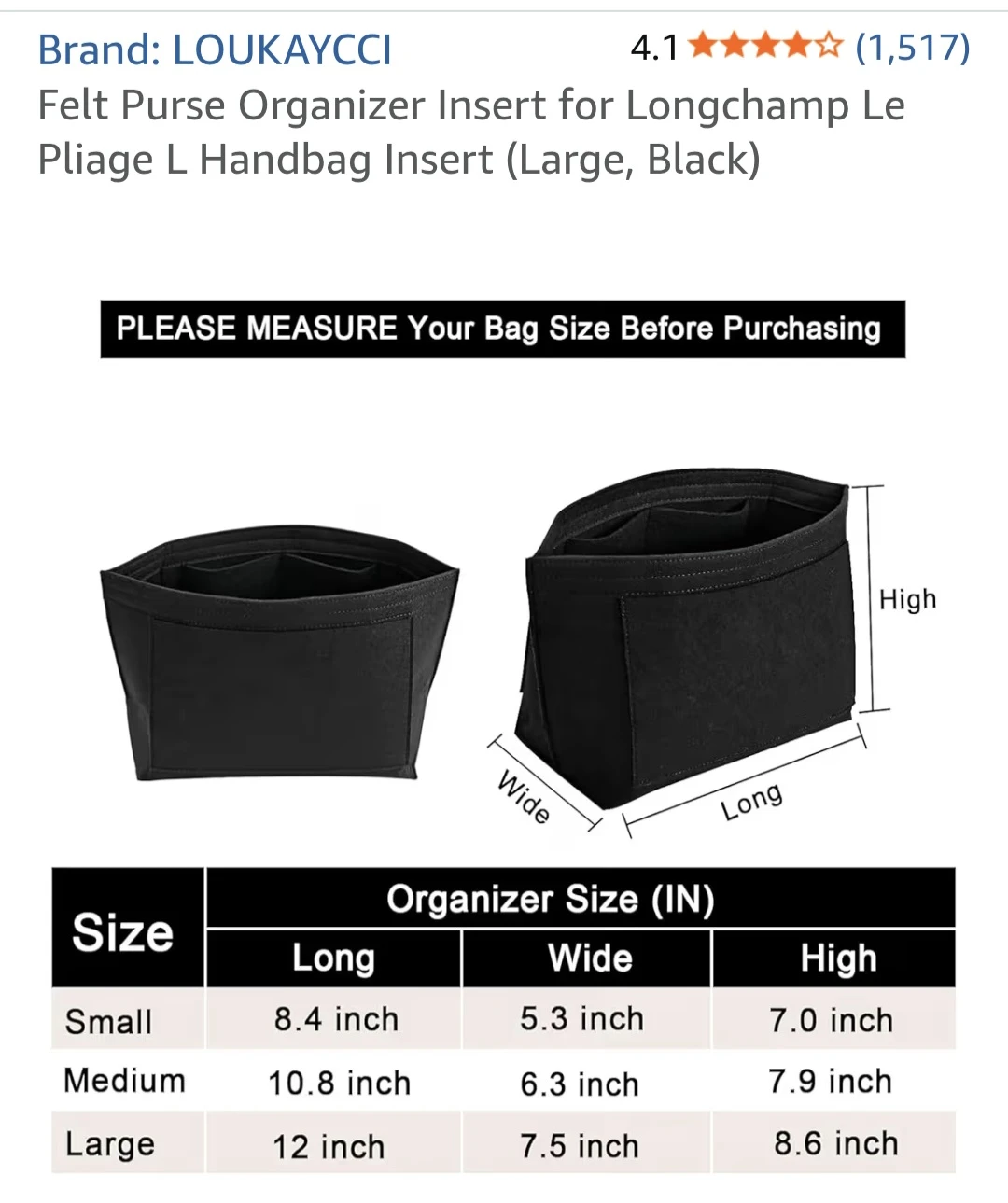 Bag insert organizer - photo 2