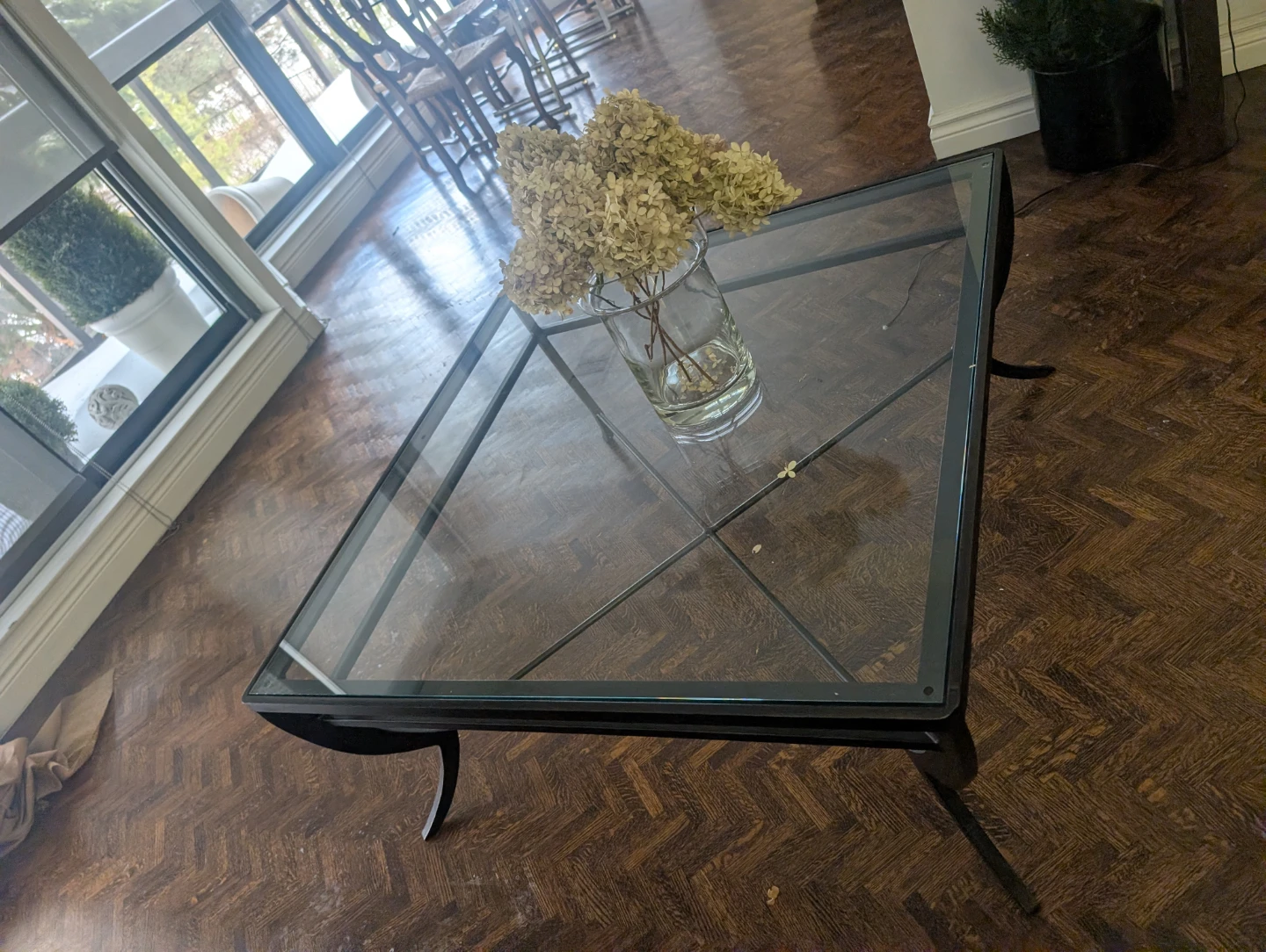 Glass Top Coffee Table with Metal Frame