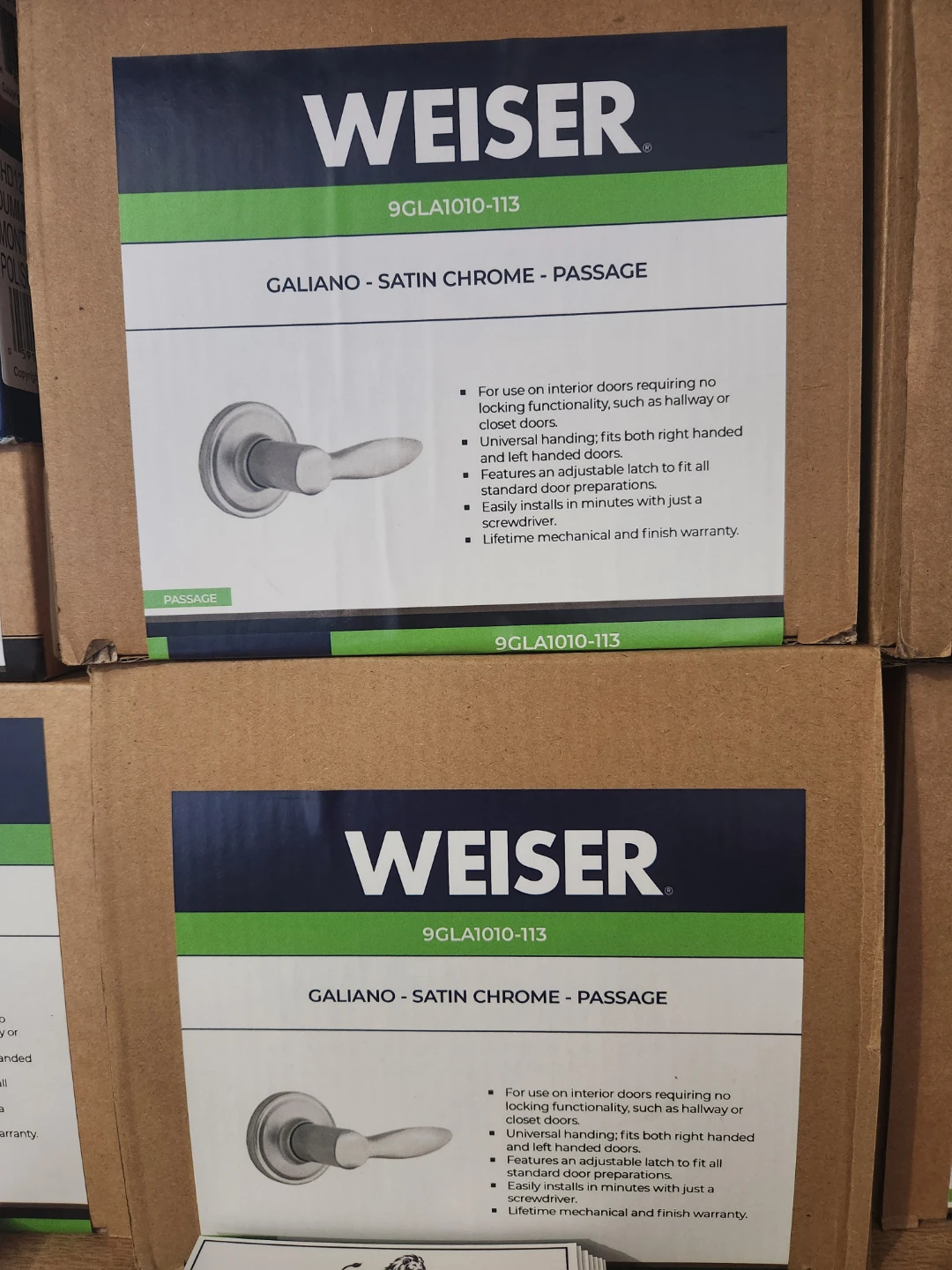 Weiser Galiano Satin Chrome Passage Door Lever Set