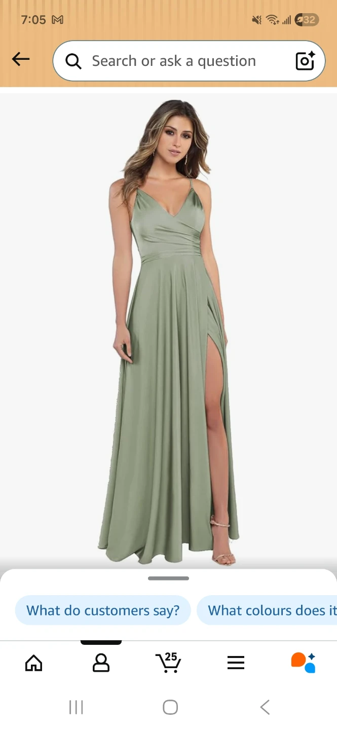Sage Green Satin V-Neck Maxi Dress with Slit