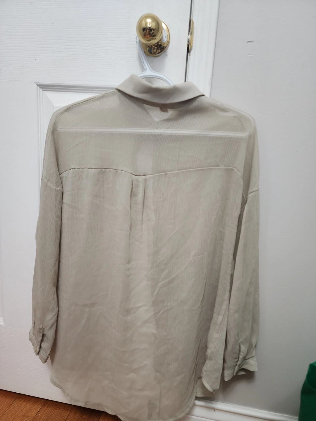 Sheer Beige Oversized Button-Down – Minimalist Chic - photo 2