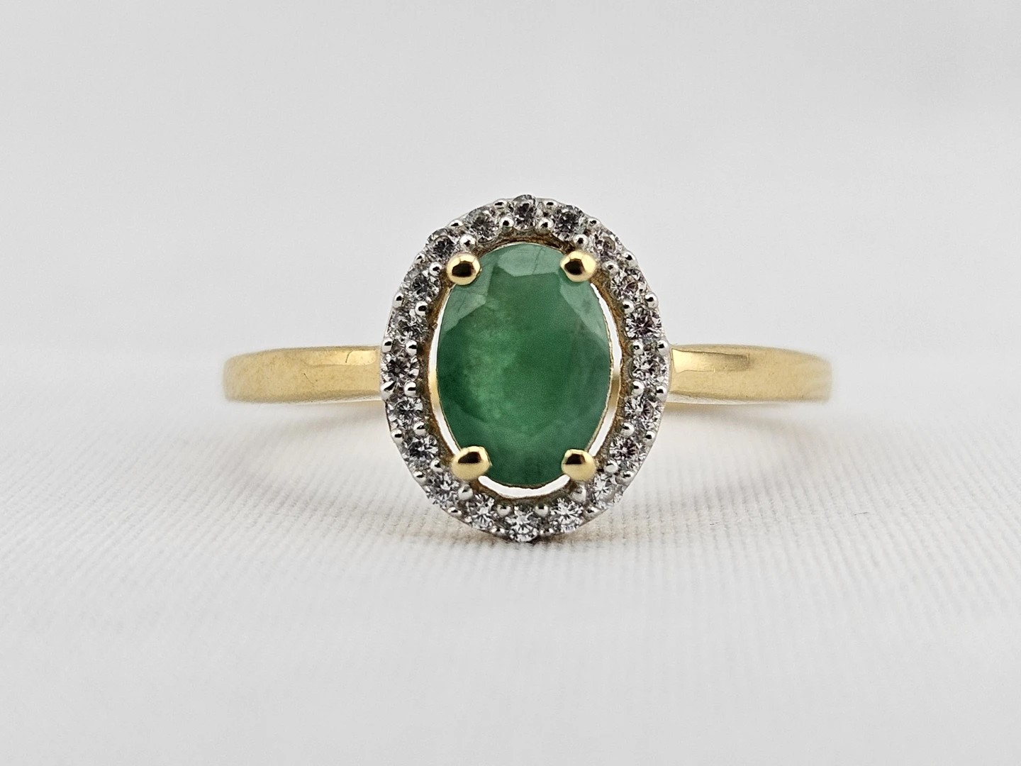 Gold Plated Sterling Silver Ring with 1ct Natural Emerald