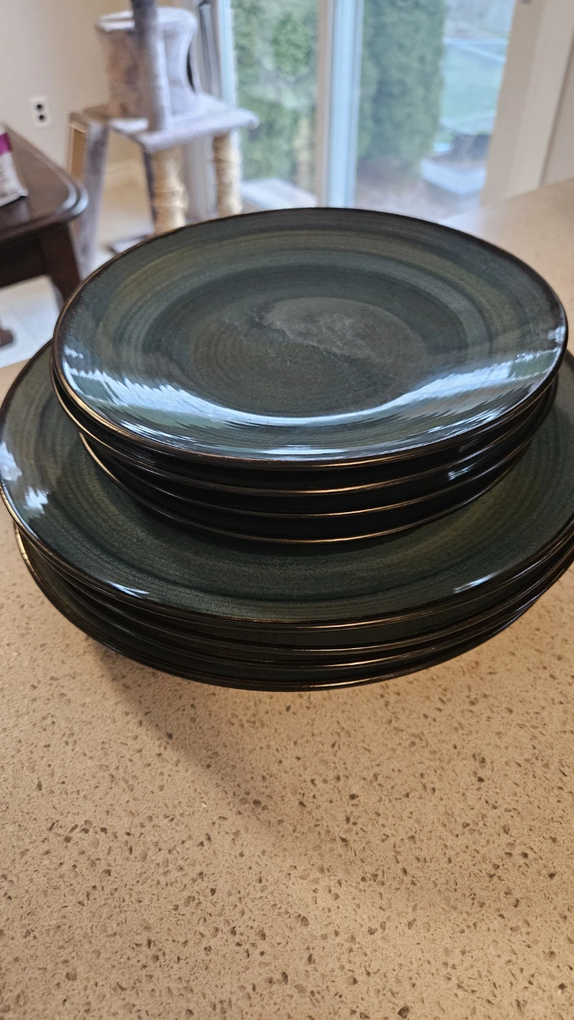 Set of 4 Blue Swirl Dinner Plates