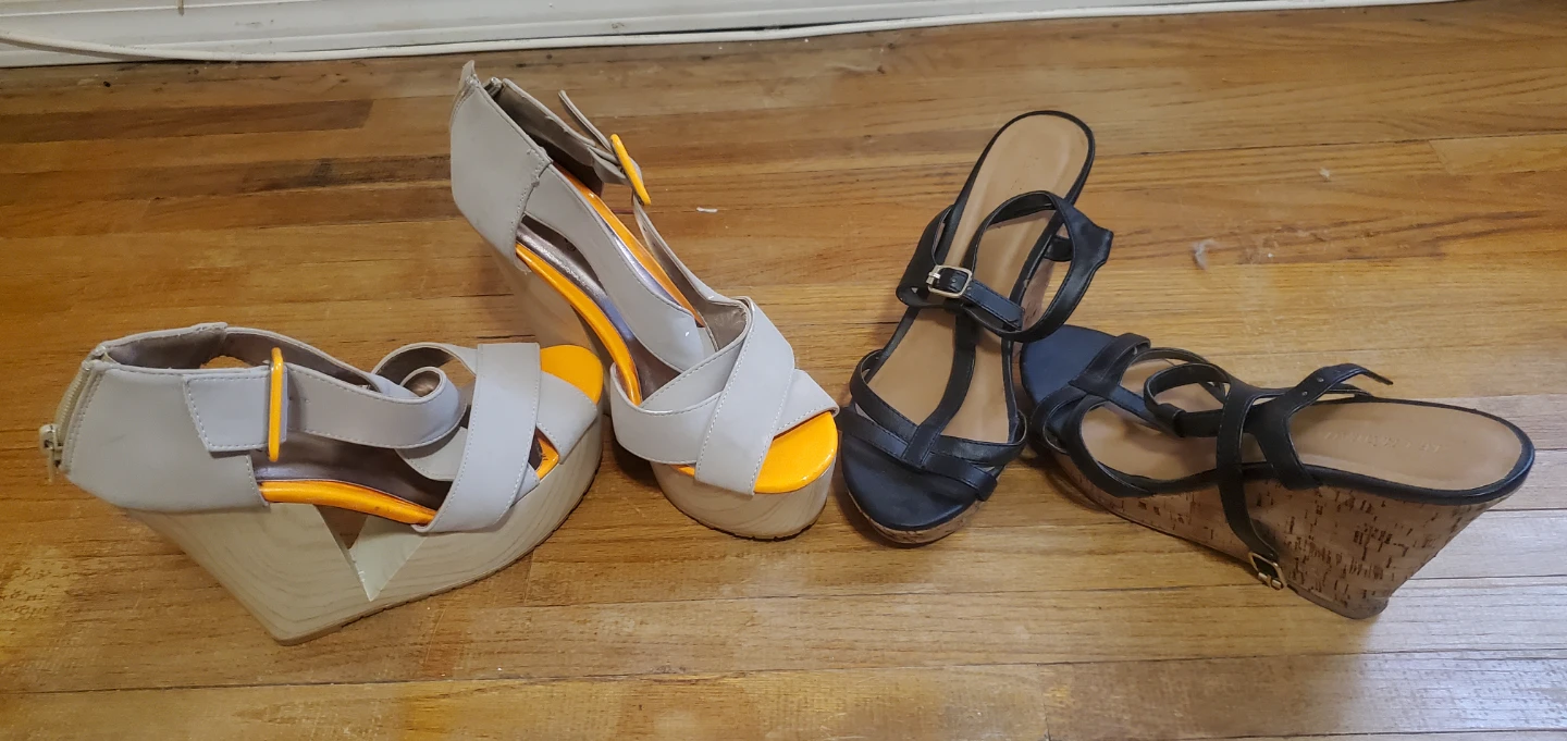 Wedge Sandals - Beige and Black