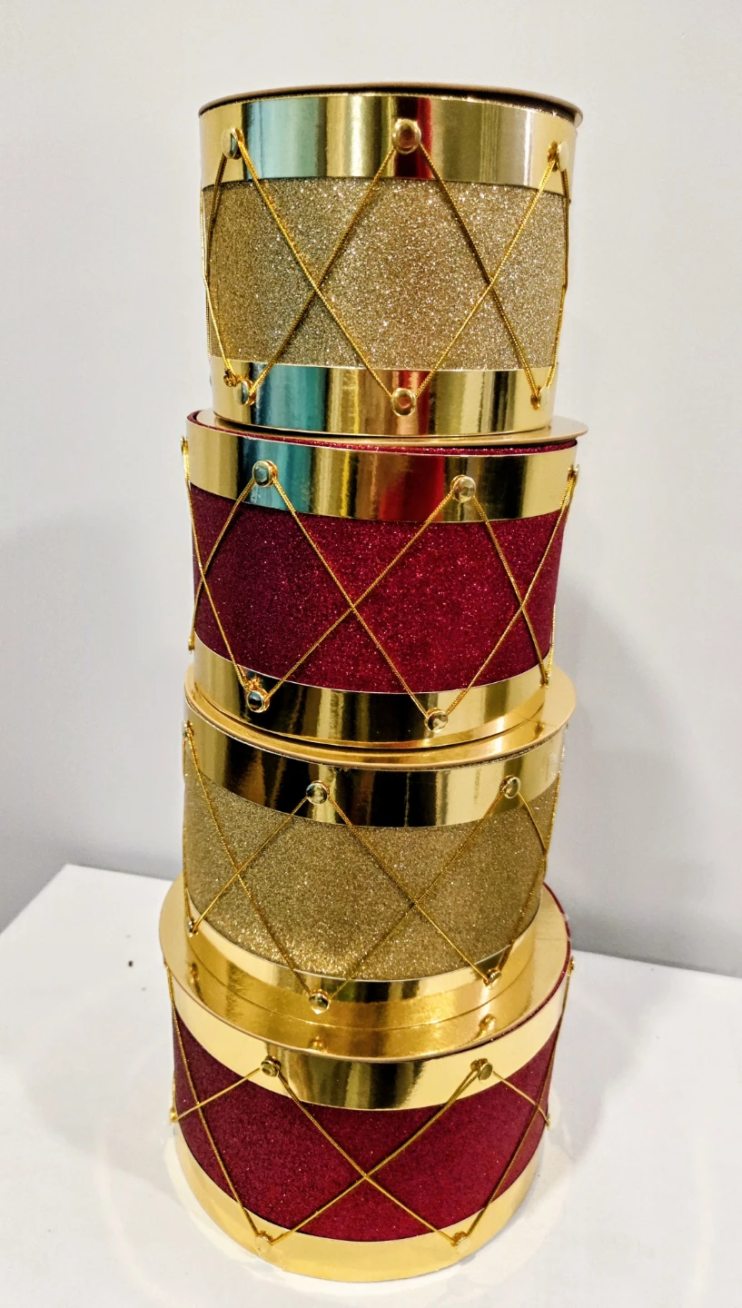 Stackable Drum-Shaped Christmas Tins🌱