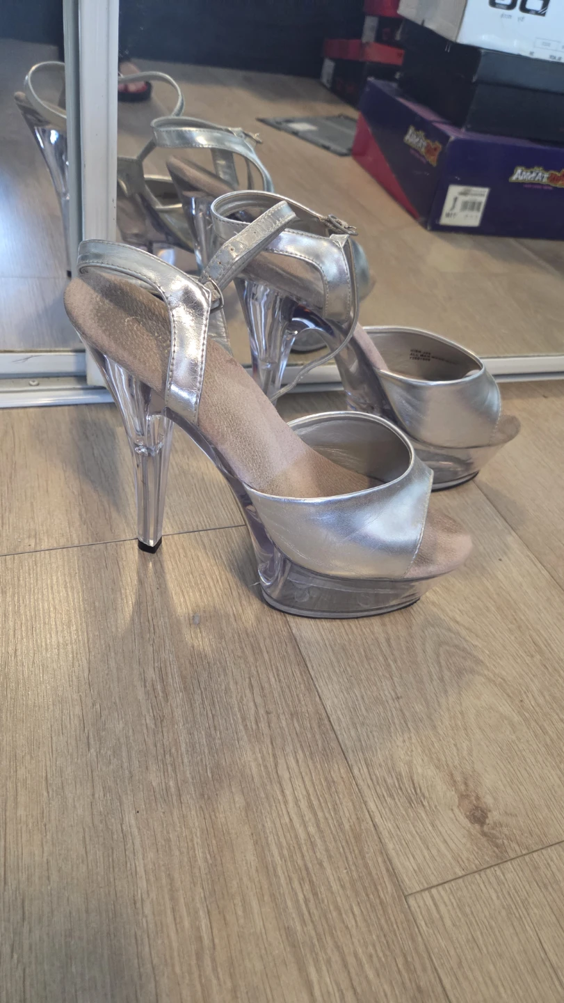 Pleaser Silver Platform High Heel Sandals