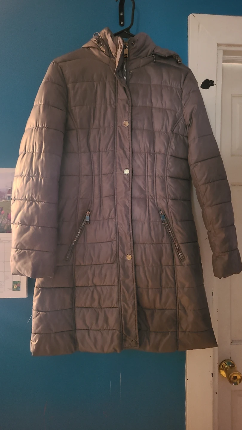 Gray Puffer Coat with Hood