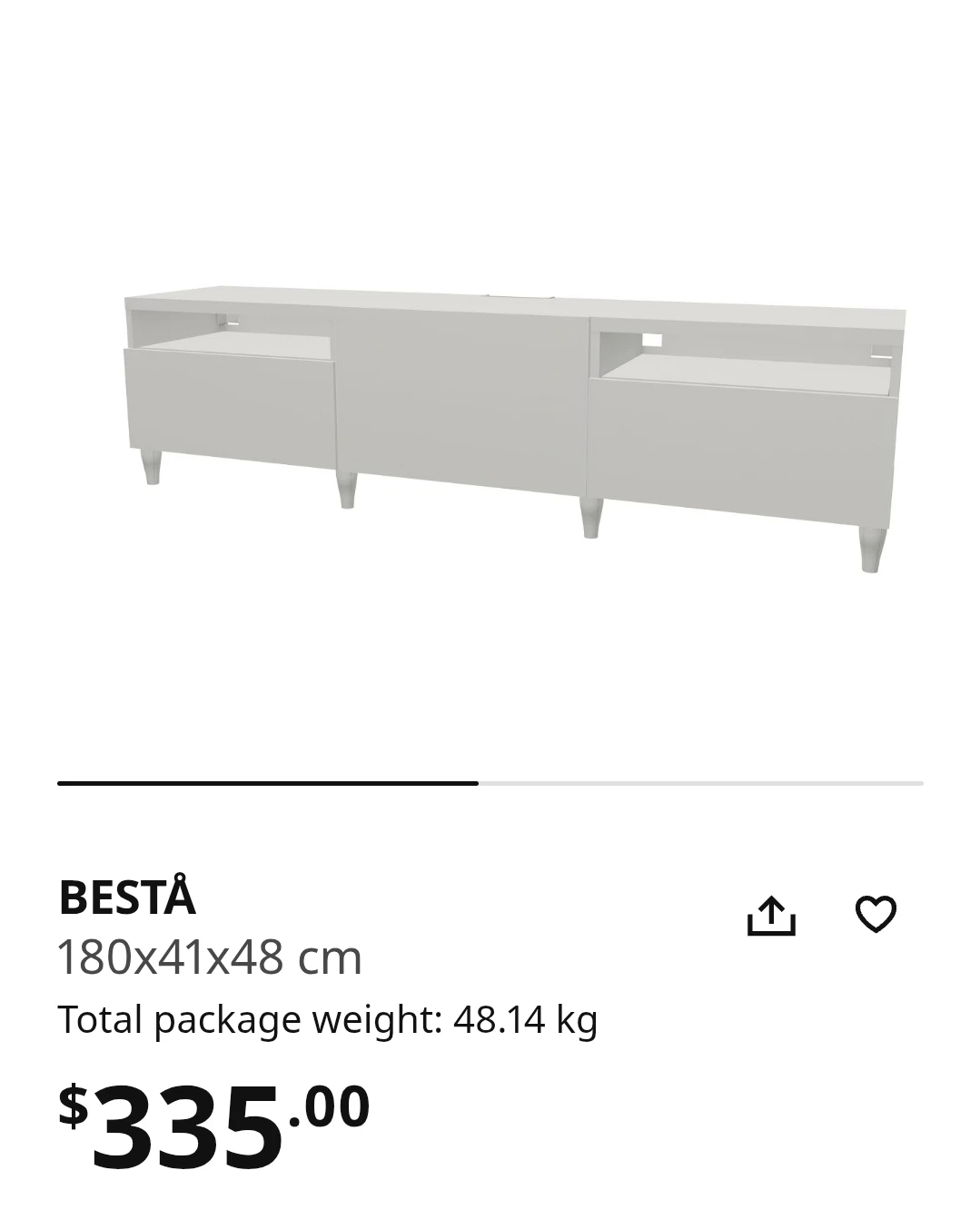 IKEA BESTÅ TV Stand White 180x41x48 cm - photo 2