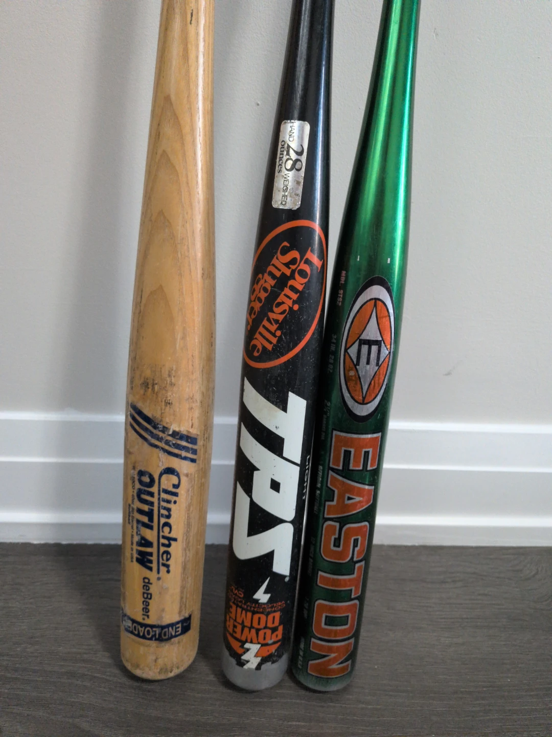 3 Baseball Bats - Louisville Slugger, Easton, Wood