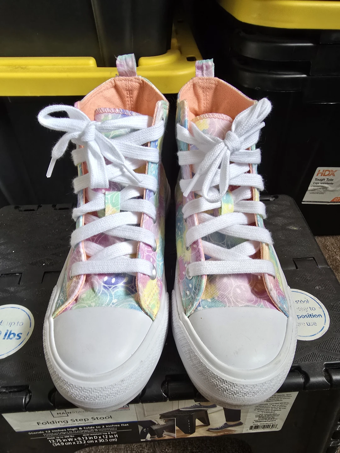 High Top Sneakers with Pastel Smile Print