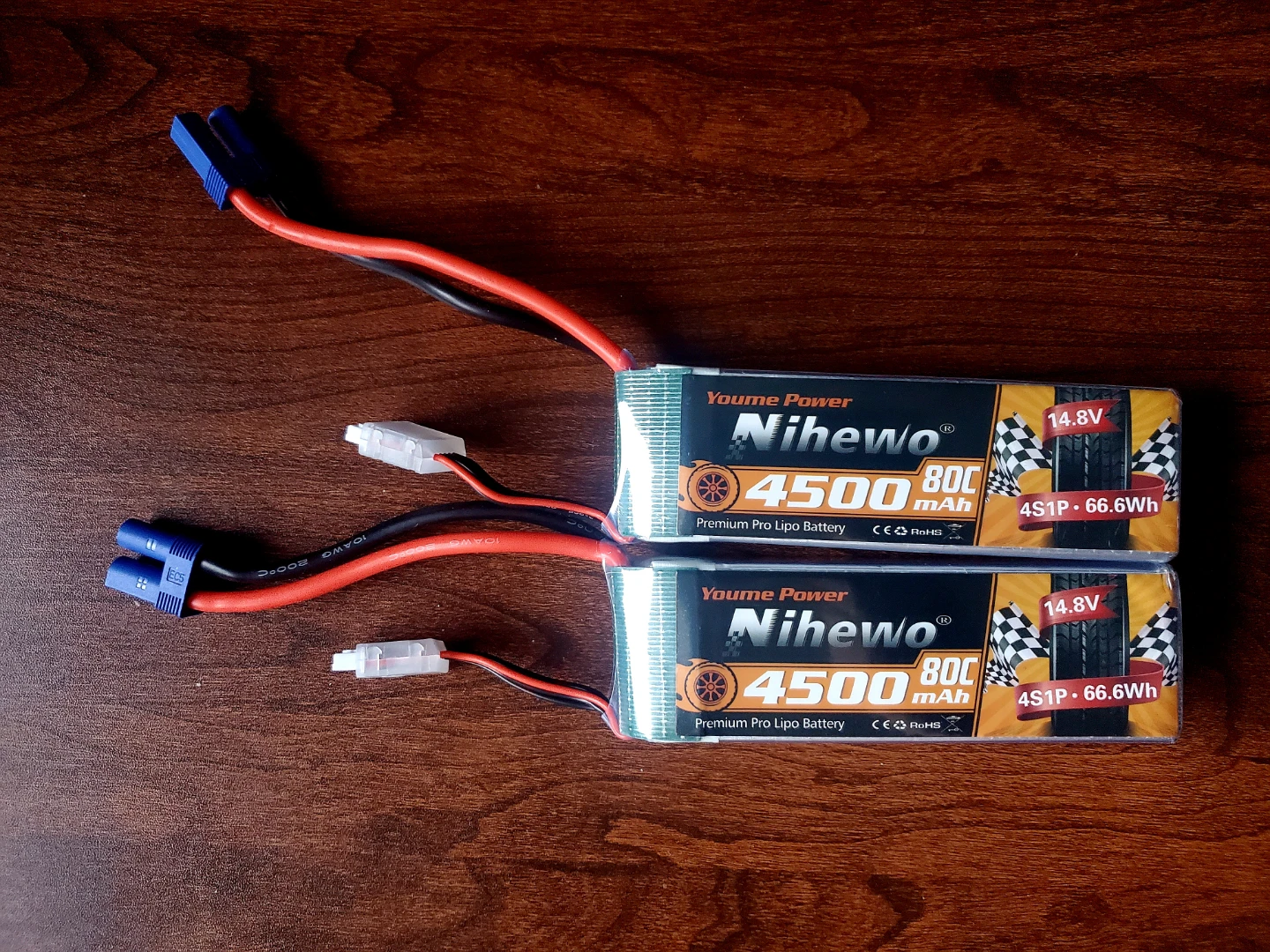Nihewo 4S 4500mah 80C Lipo Batteries (2x)  **Like New** - photo 2
