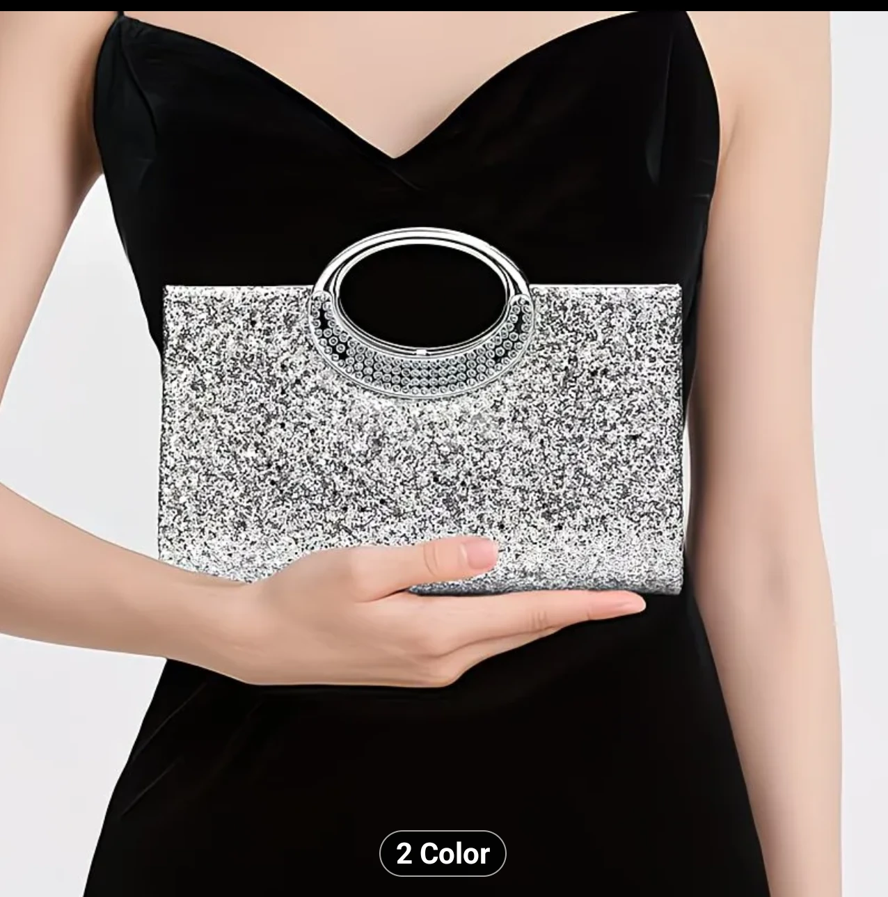 Sparkly Silver Clutch Handbag with Handle