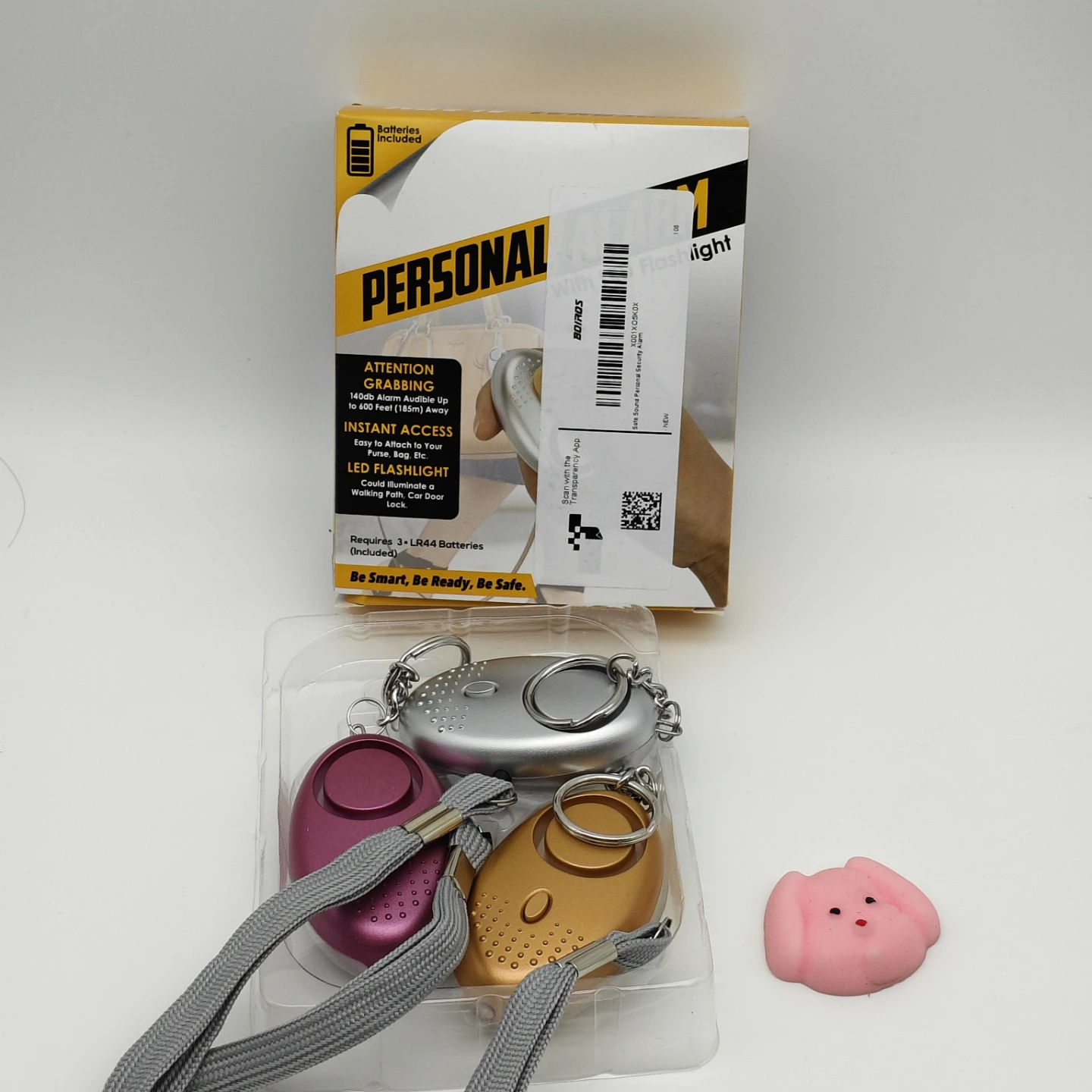 Personal Alarm with LED Flashlight - Pack of 3