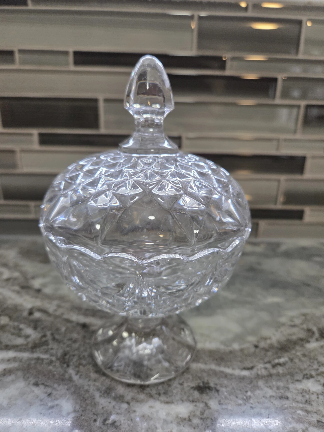Crystal Glass Candy Dish with Lid