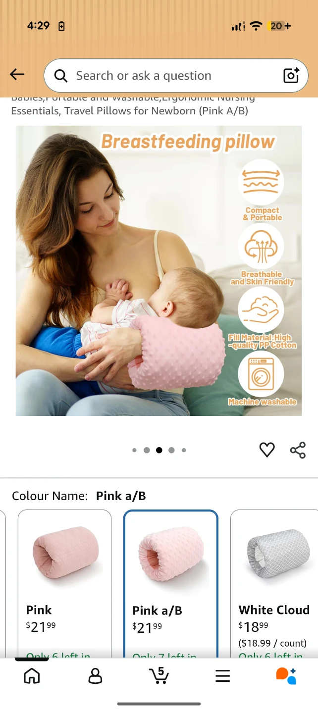 Pink a/B Breastfeeding Pillow