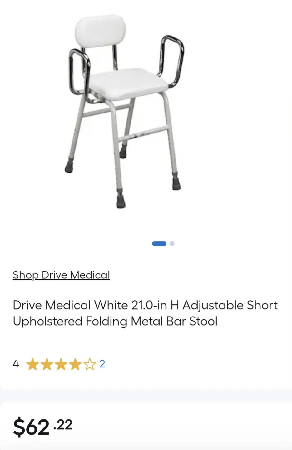 Drive Medical White Adjustable Metal Bar Stool - photo 4
