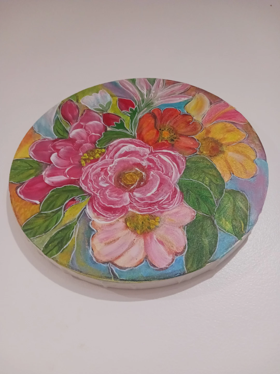 Hand painted Round Floral Painting - photo 2