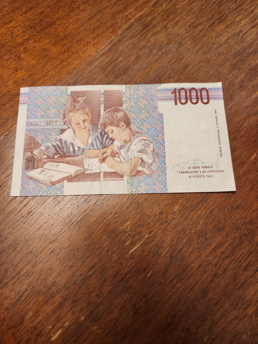 1000 Lire Italian Banknote, Classic Collectable - photo 2