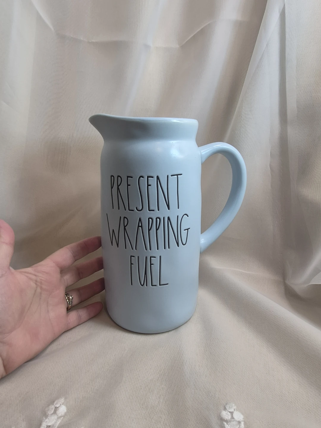 Beautiful 8 1/2" x 4" Rae Dunn "Present Wrapping Fuel" Pitcher - photo 5