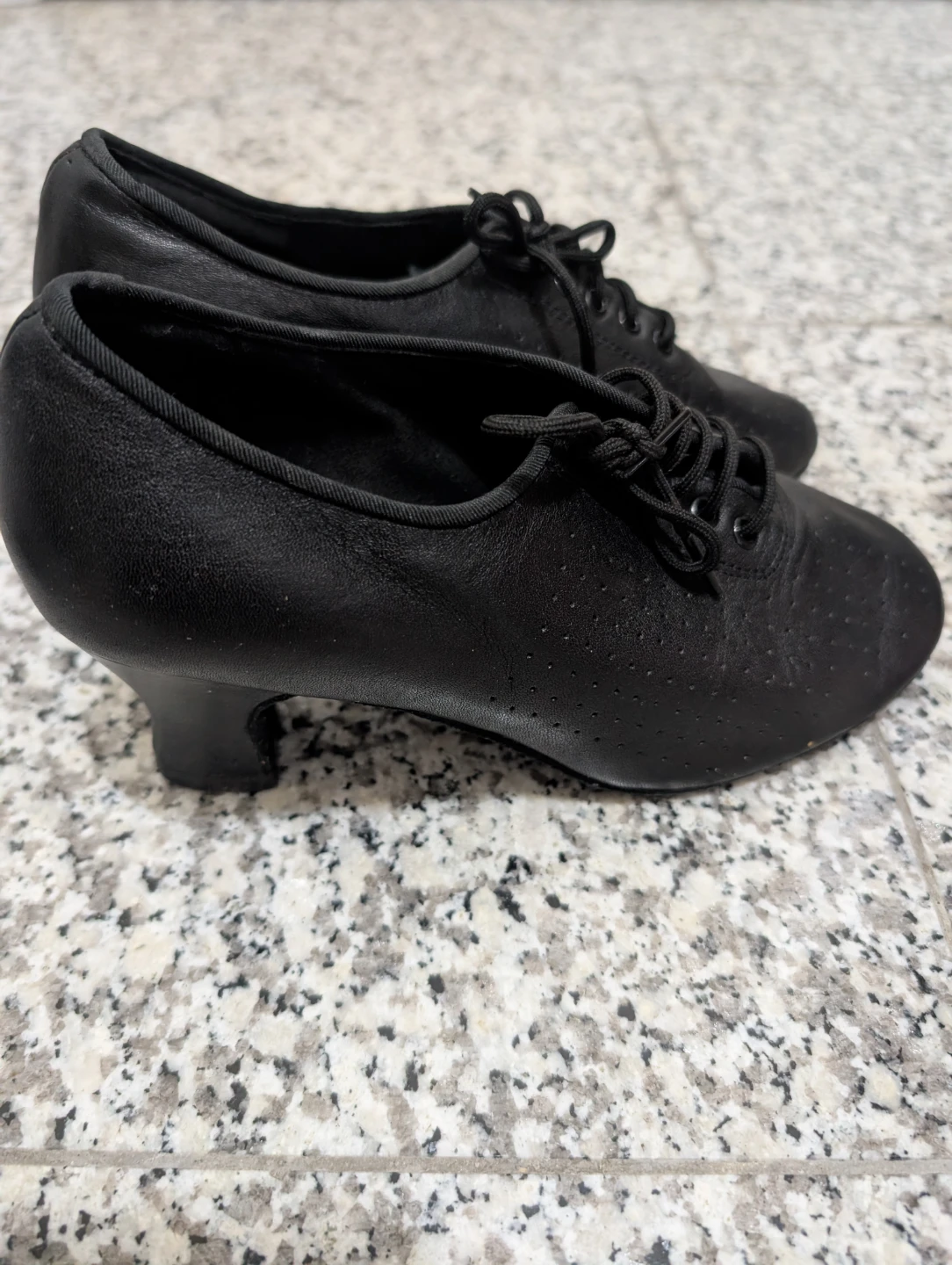 Natural Spin Dance Shoes - Black Leather - Size 6 - photo 3