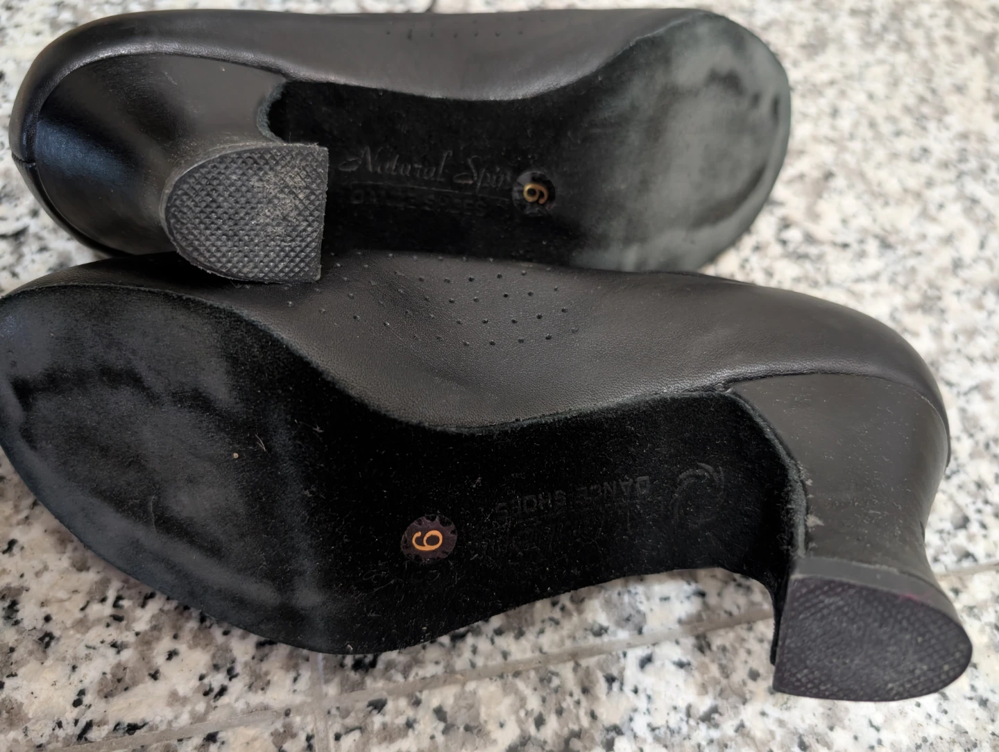 Natural Spin Dance Shoes - Black Leather - Size 6 - photo 4