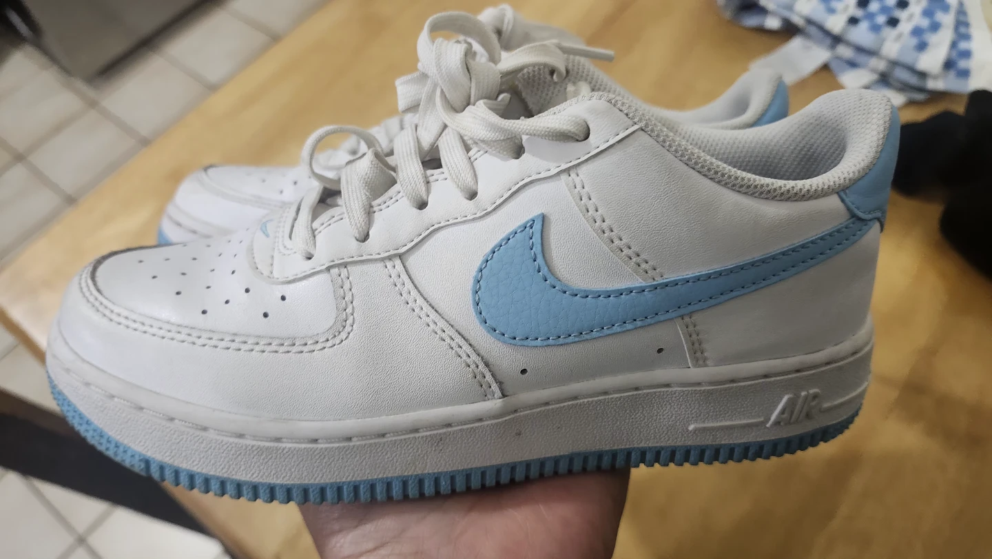 Nike Air Force 1 Youth Sneakers White/Light Blue Size 4Y - photo 4