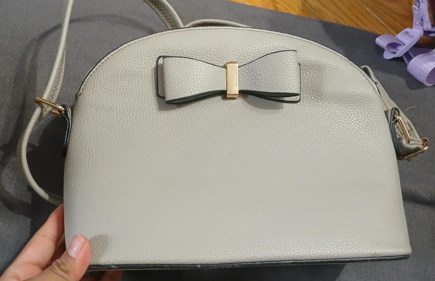 Light Gray Dome Crossbody Bag with Bow - photo 5