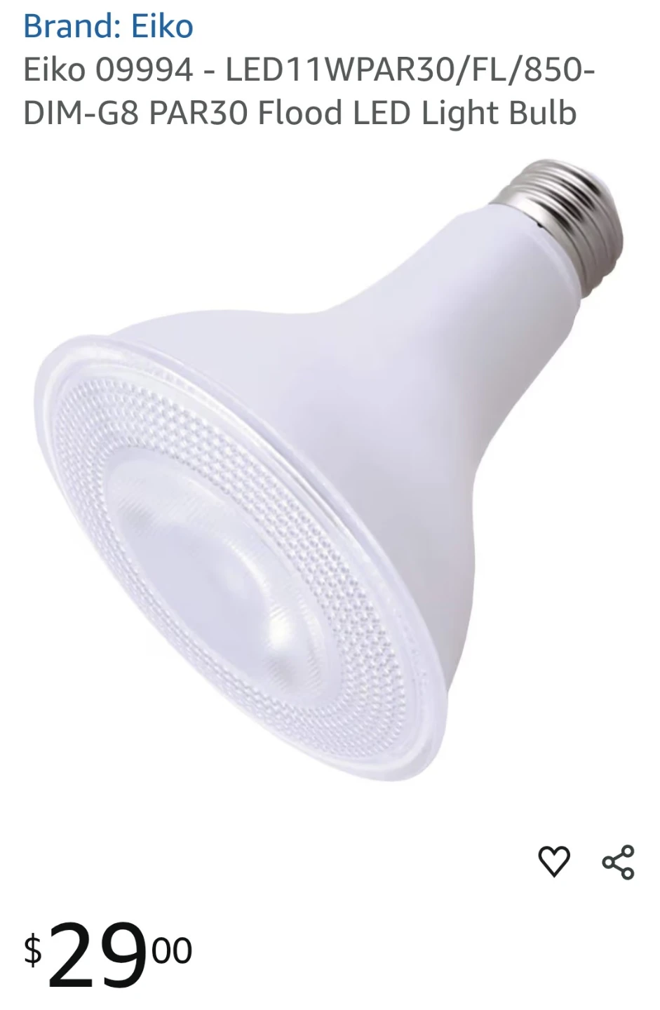 14 - Eiko 11W PAR30 LED Flood Light Bulbs - photo 3