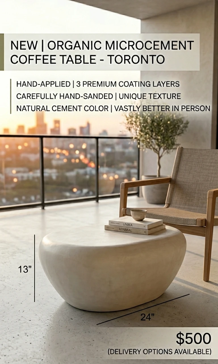 Organic Microcement Coffee Table - Natural Cement Color