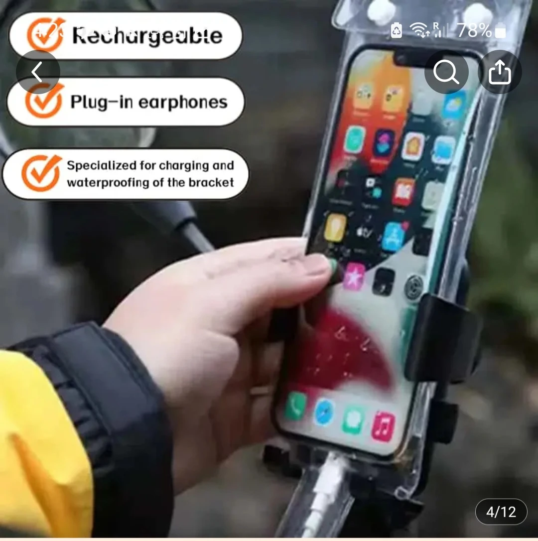 Waterproof Motorcycle Phone Holder Bag with Charging Port