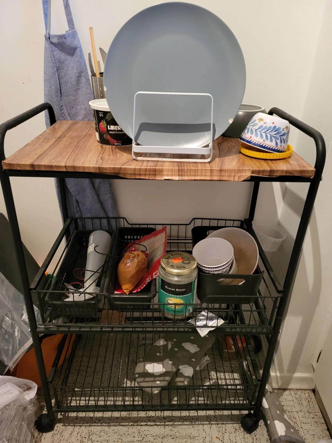 Kitchen Rolling Cart with Organizers