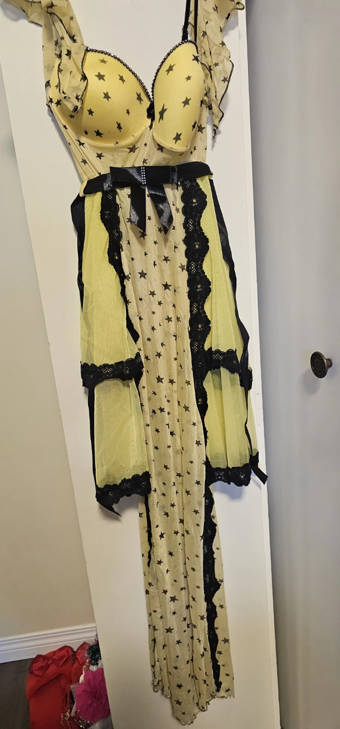 # thrifty pack Yellow Star Print Lingerie Set with Robe - photo 2