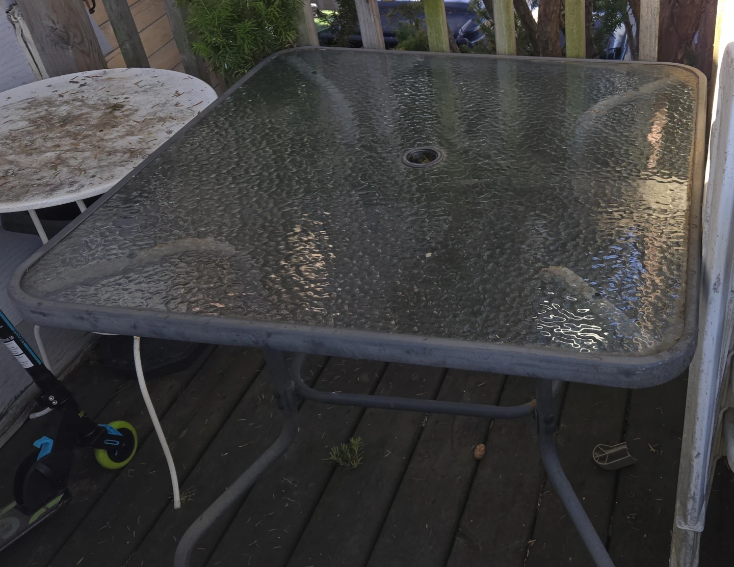 Patio Table with Textured Glass Top