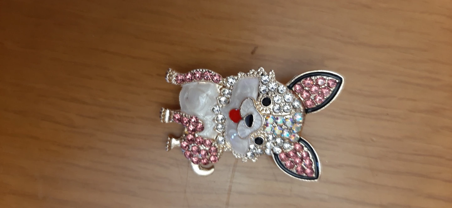 Chihuahua Dog Brooch Rhinestone Enamel - photo 3