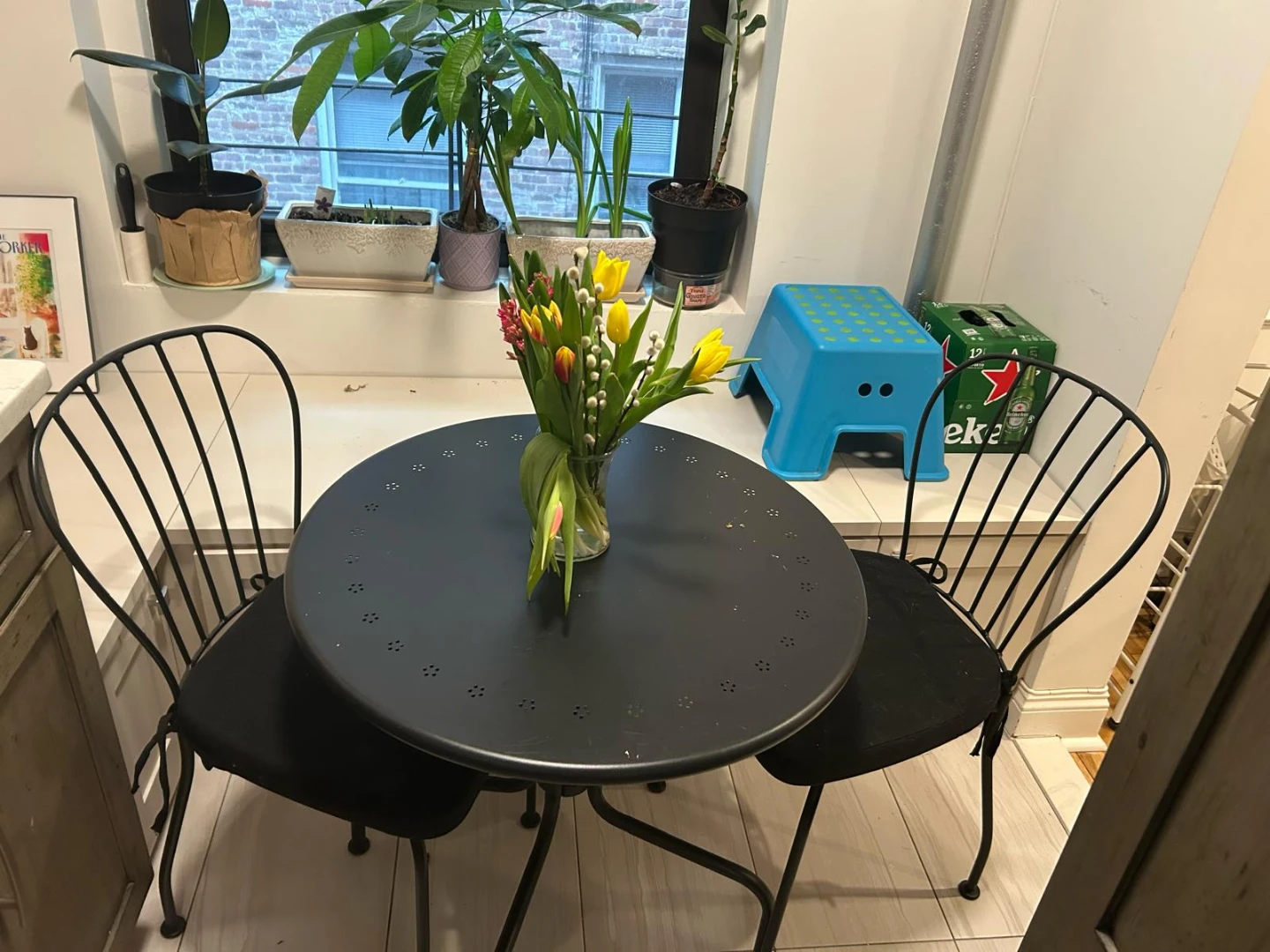 Black Metal Bistro Table and Chairs Set