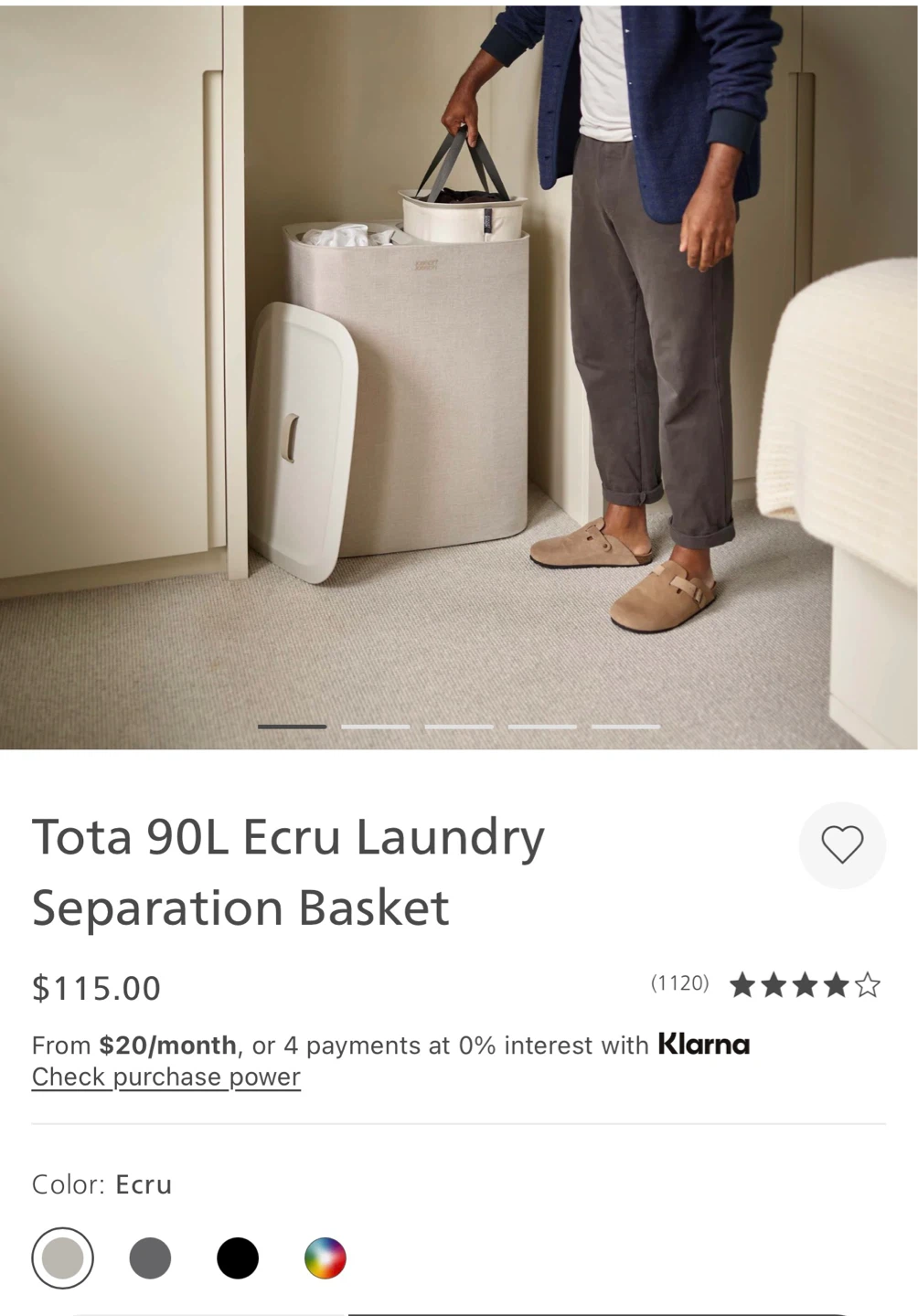 Joseph Joseph Tota 90L Ecru Laundry Separation Basket
