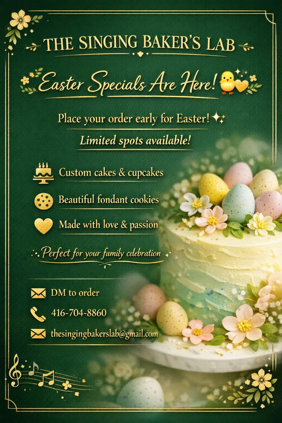 The Singing Baker's Lab Easter Specials: Cakes & Cookies