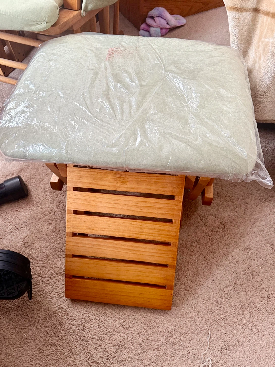 Wooden Glider Rocking Chair with Ottoman - Light Green - photo 5