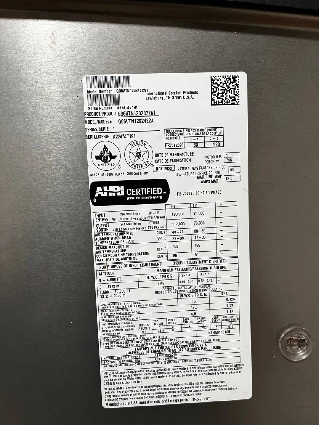 Keeprite furnace 120 000btu - photo 4