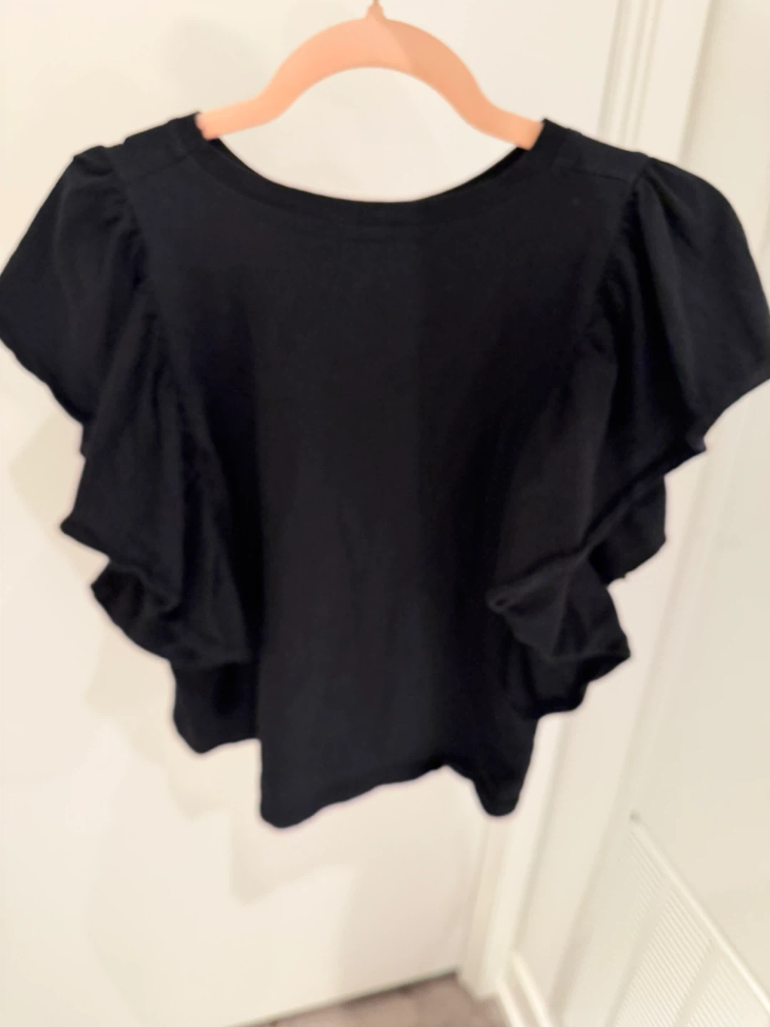 ZARA Black Ruffle Sleeve T-Shirt - photo 2