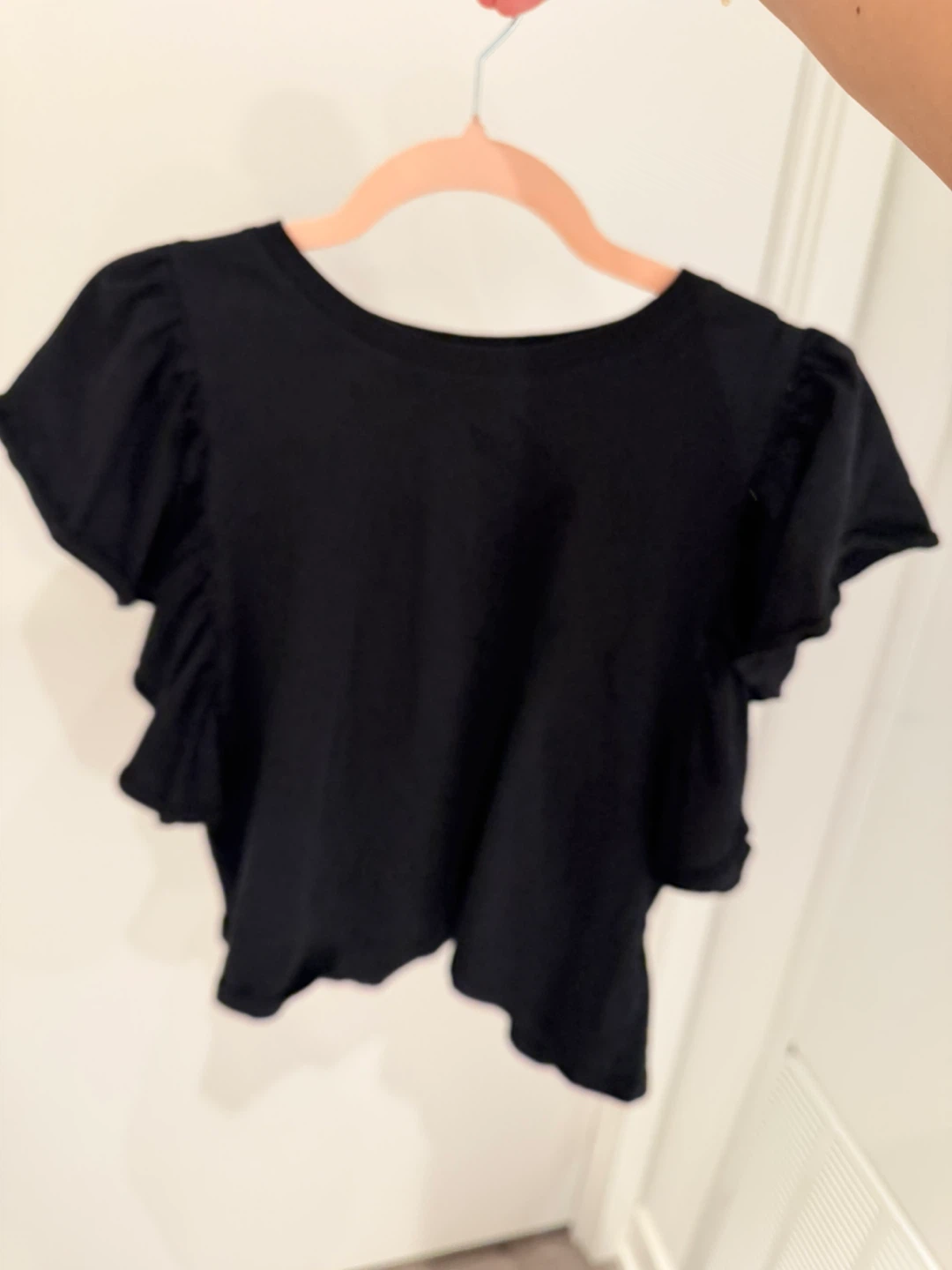 ZARA Black Ruffle Sleeve T-Shirt