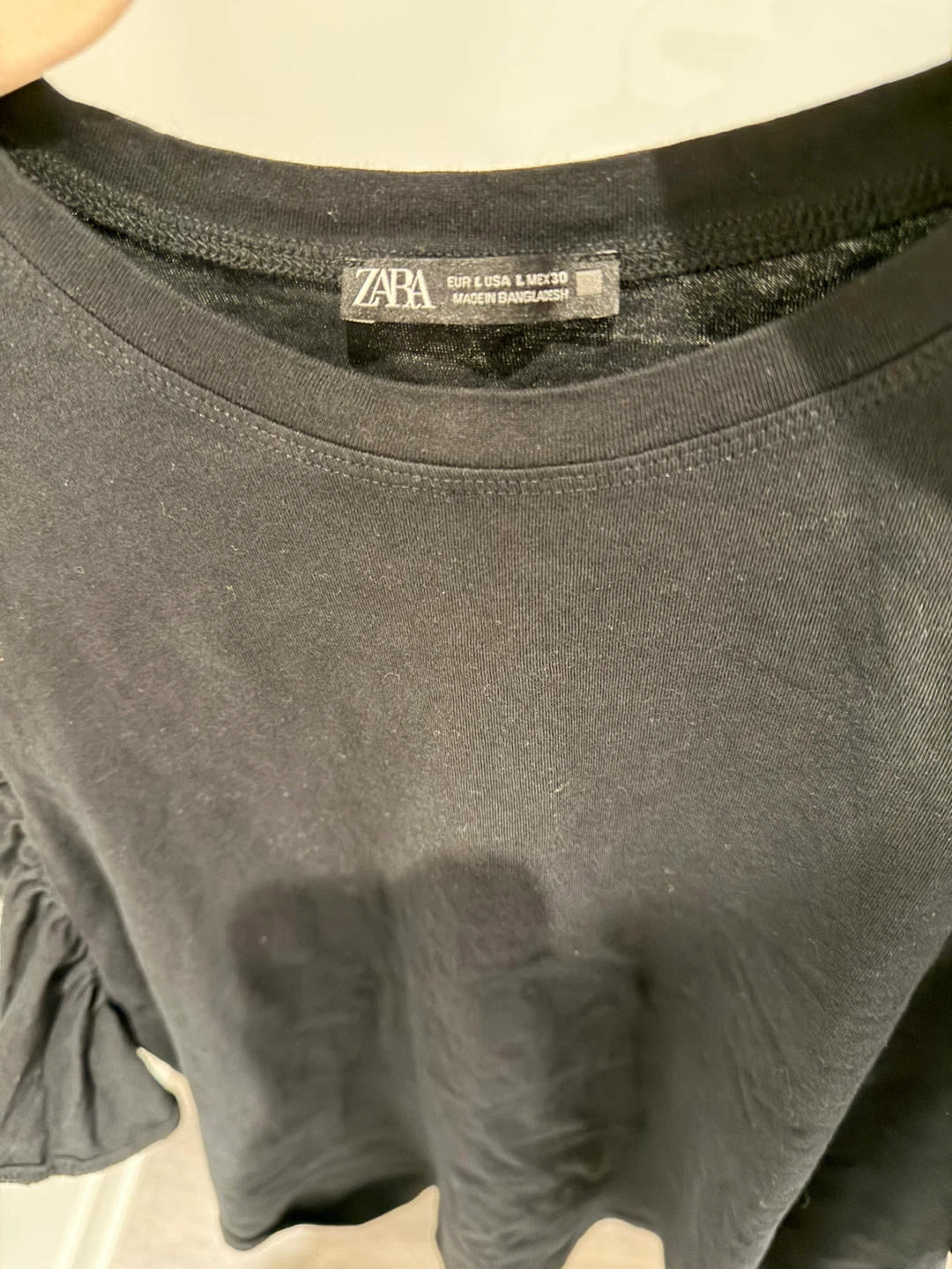 ZARA Black Ruffle Sleeve T-Shirt - photo 3