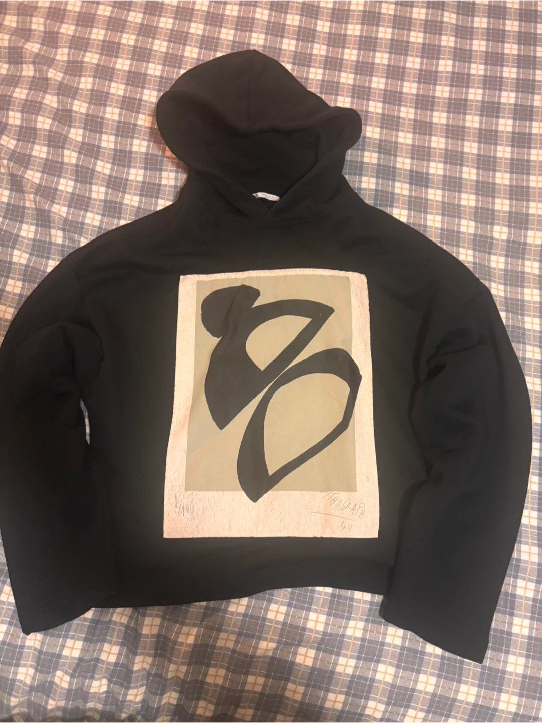 Zara Black Graphic cropped Hoodie Size M