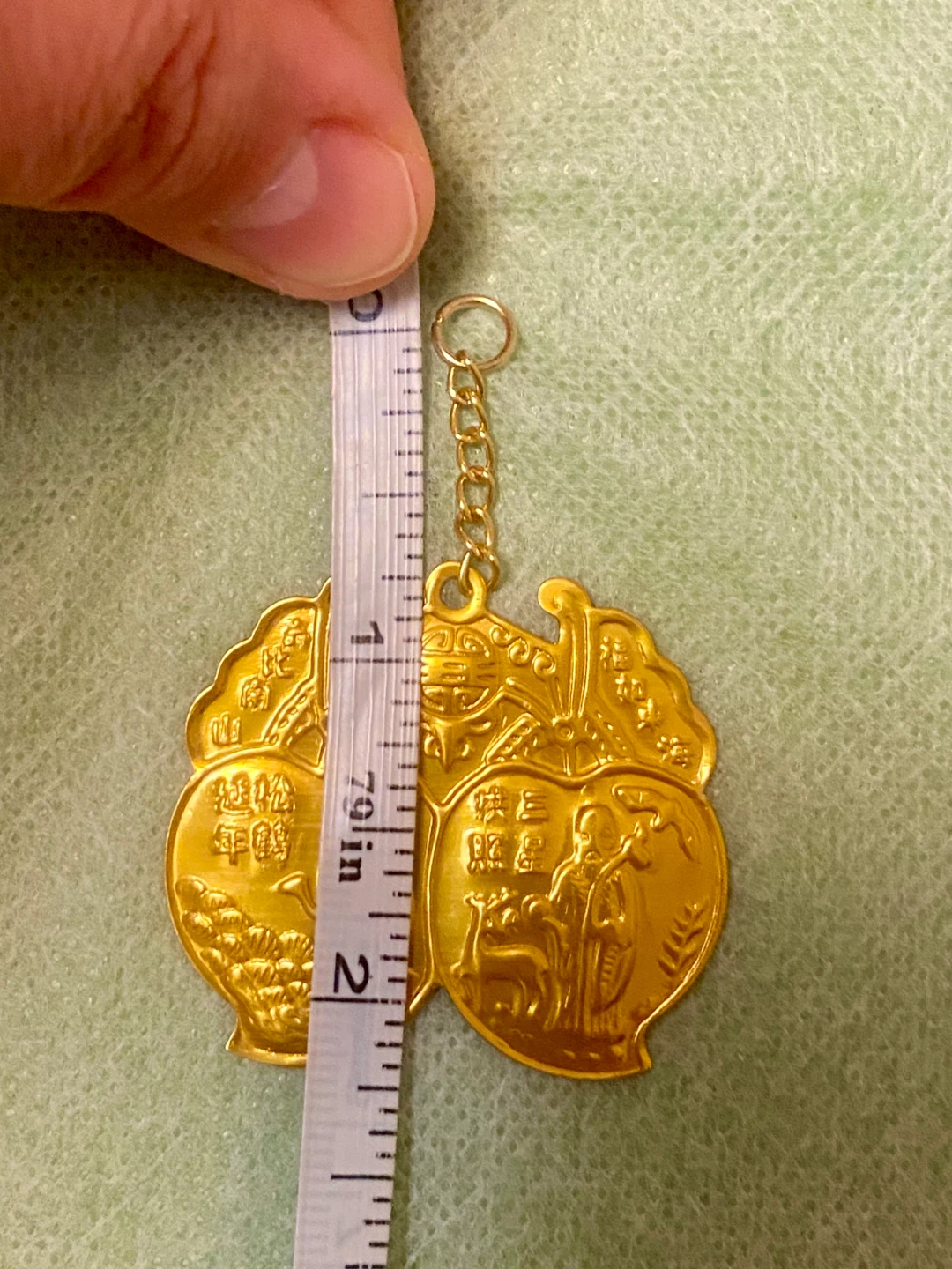 Gold Coloured Charm with Peach and Crane Design - photo 4