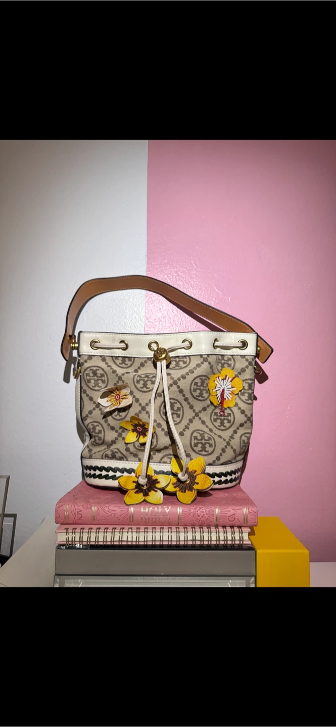 Tory Burch  Braided Flower Bucket Bag