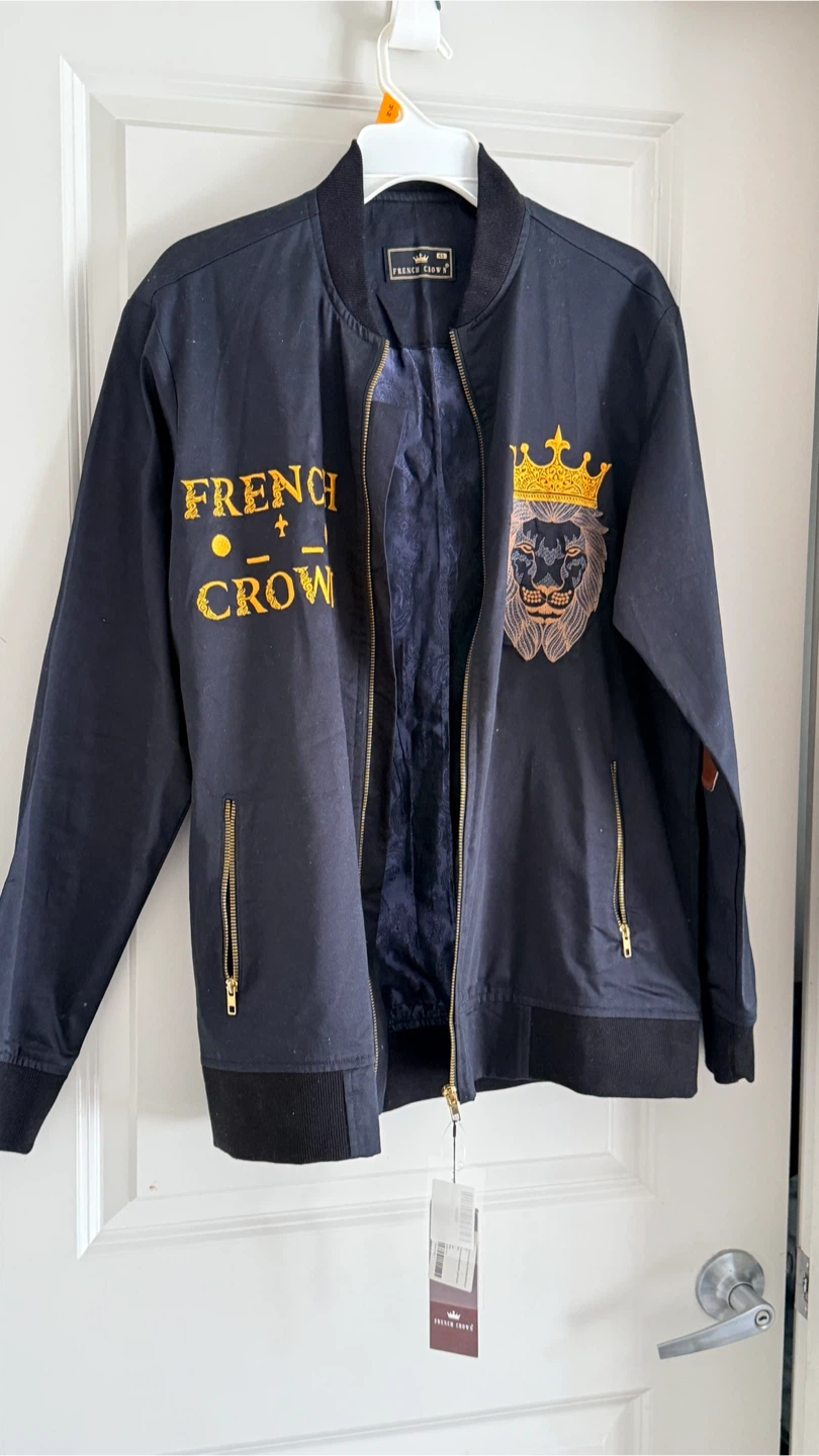 French Crown Bomber Jacket with Lion Design - photo 2