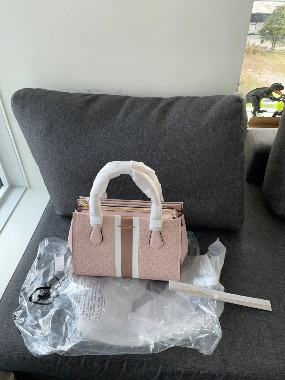 Brand new original Michael Kors Pink Signature Stripe Tote Bag - photo 3